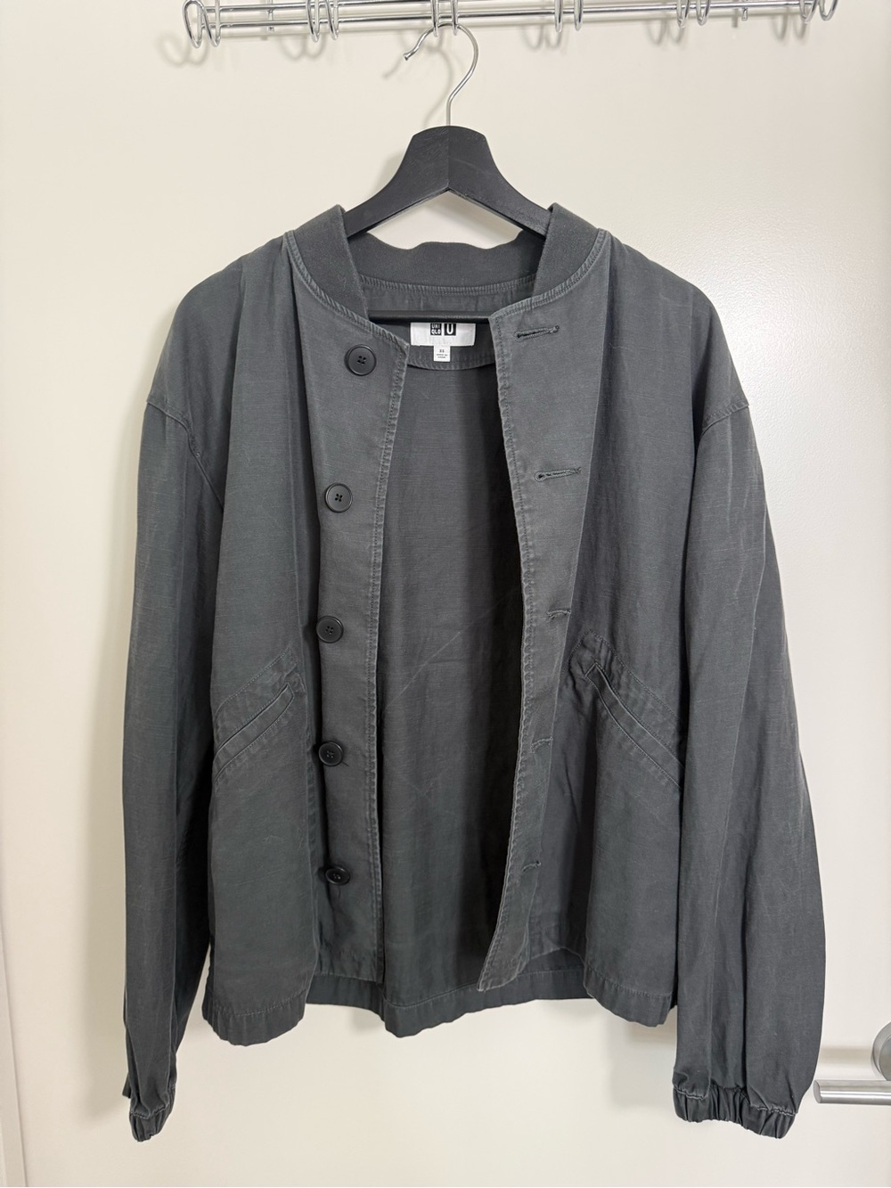 Uniqlo Gray Button-Up Shirt Jacket